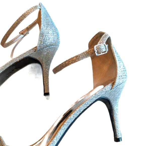 PIERRE DUMAS Silver Sparkle Formal Heels 10 Prom - Picture 4 of 10